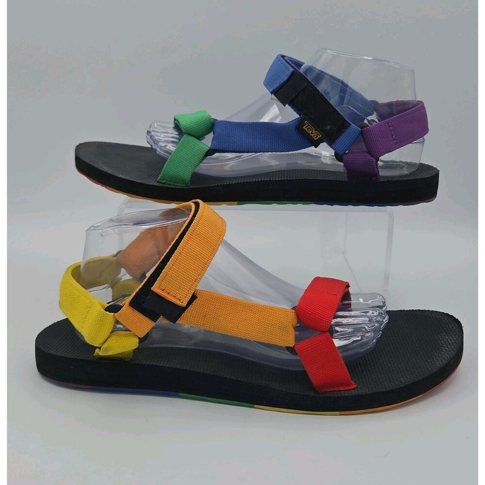 Teva Women's Original Universal Pride Rainbow Sandals Size 12 EU 43 Colorblock